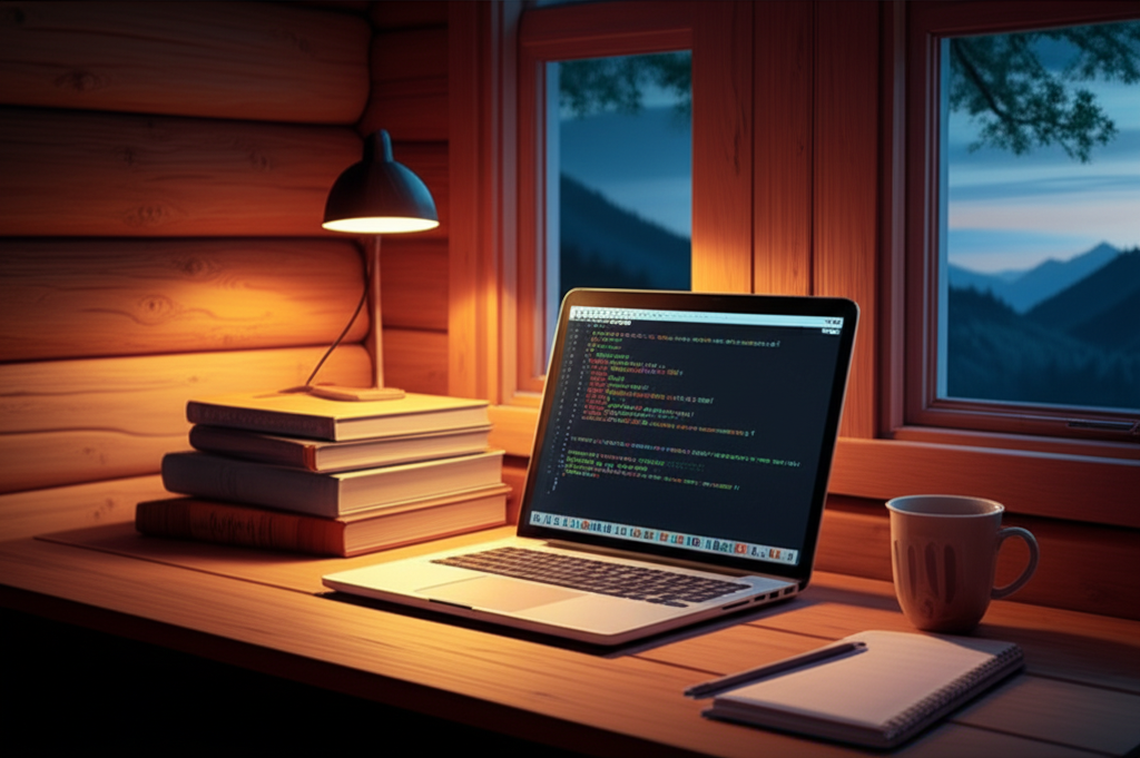 Cozy cabin workspace